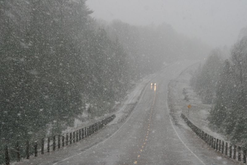 hier aber hautnah ein frhlingshafte Schneetreiben in den Hgeln von Ontario